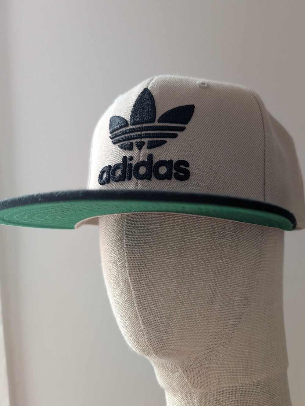 Like New, Never Worn! adidas Beige Snapback w/ Black Trefoil and Green Brim Edge